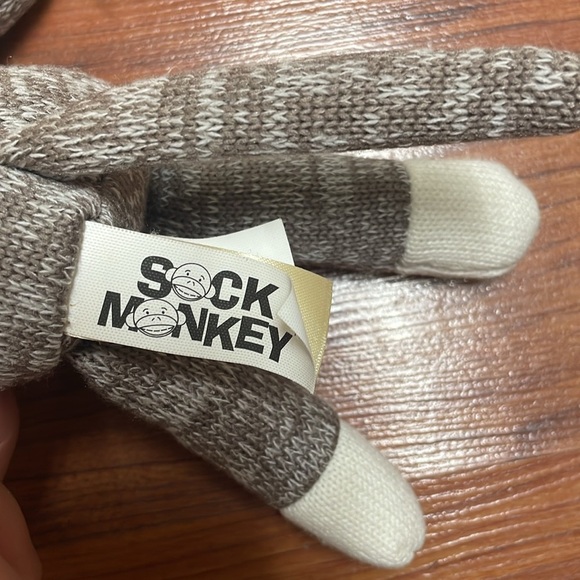 Dan Dee Sock Monkey Brown White Body Blue Shirt Red Apple Stuffed Animal Plush - Picture 4 of 4